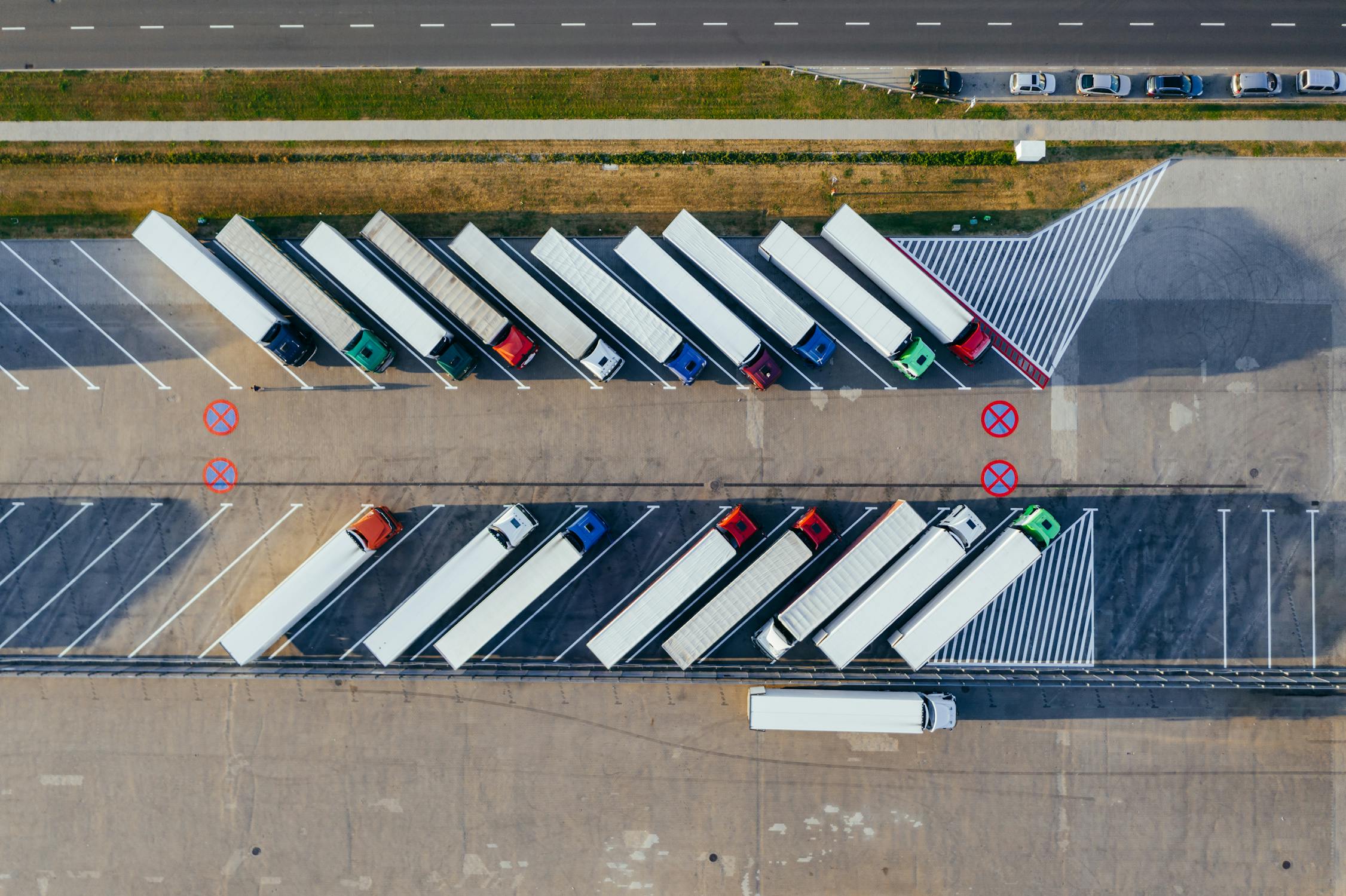 Trucks neatly parked