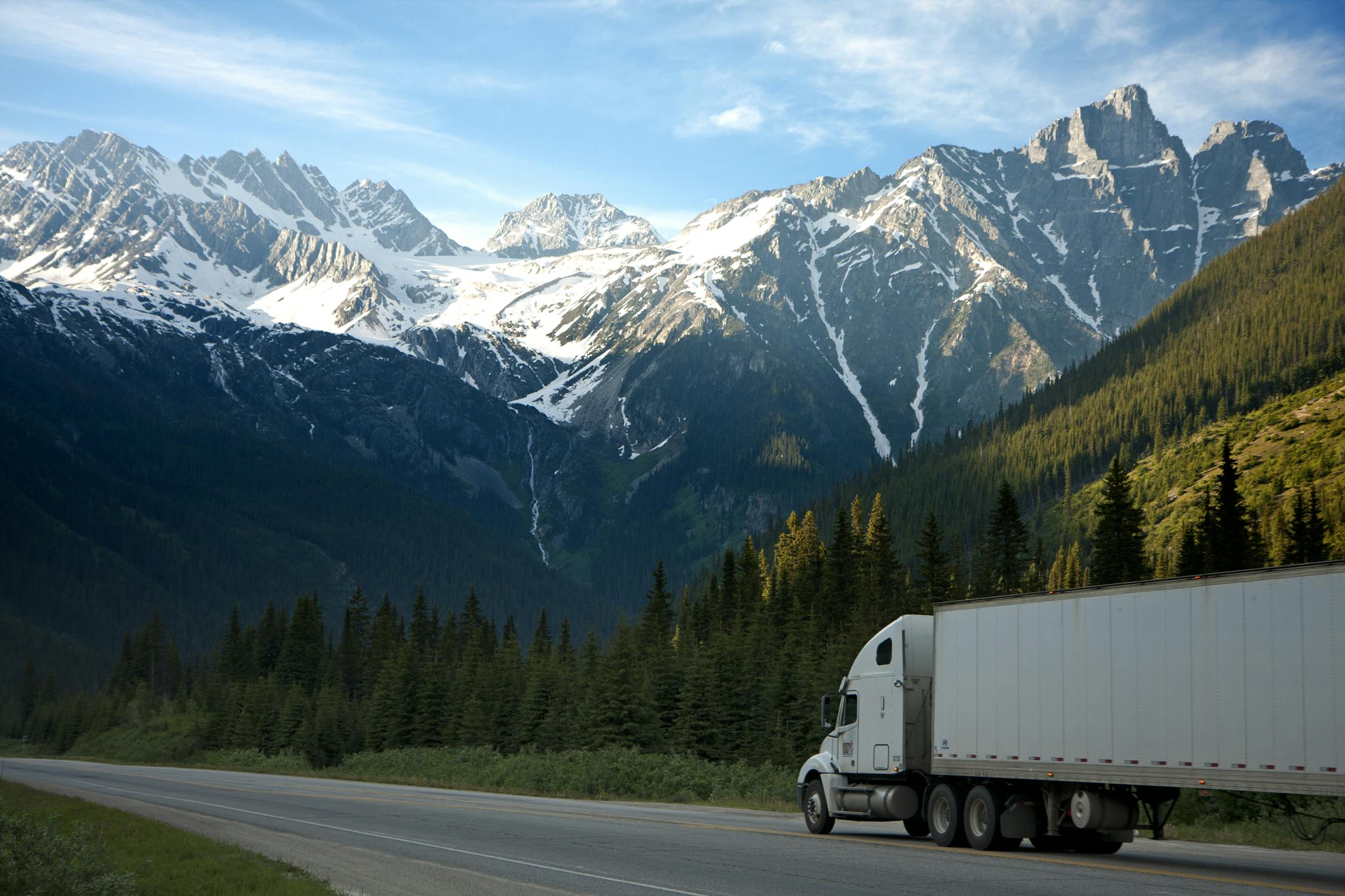 Truck moving to the hills